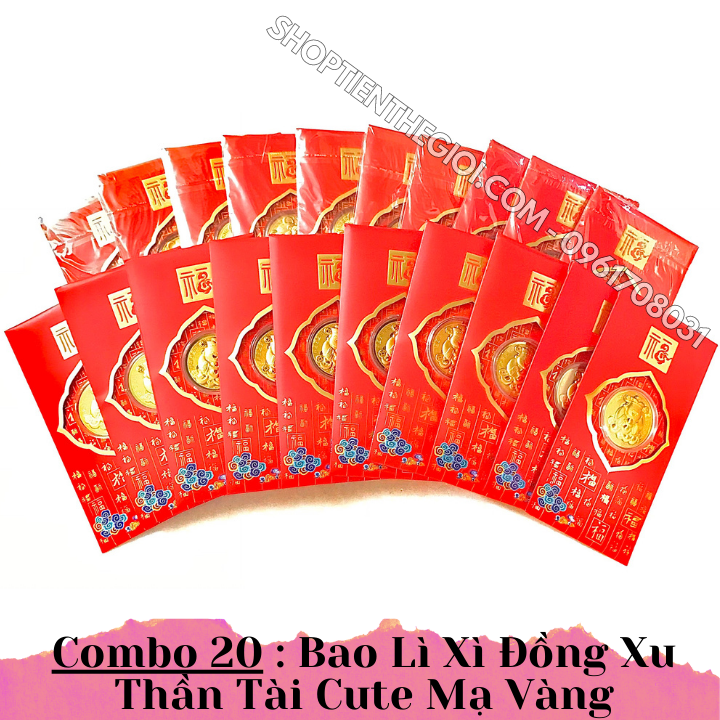 Combo 20 Bao Lì Xì Đồng Xu Thần Tài Cute Mạ Vàng - SP005984